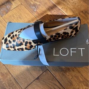 LOFT Leopard Print Mary Jane Flats with Black Strap